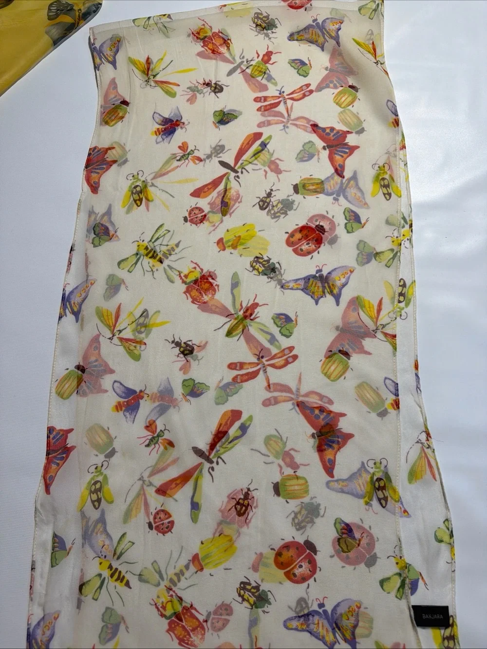 Vintage Lot of 3 Butterfly & Bugs Print Scarves Silk & Polyester 1 New